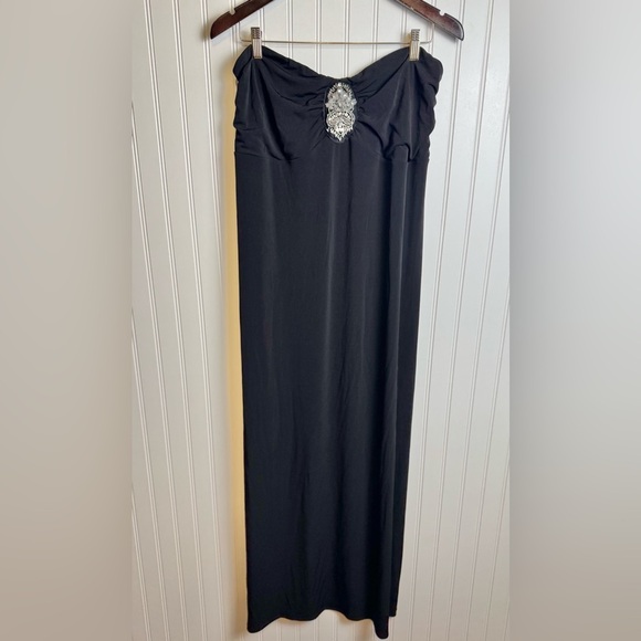 Torrid Black Strapless Rhinestone Beaded Maxi Dress B48 - Picture 1 of 4